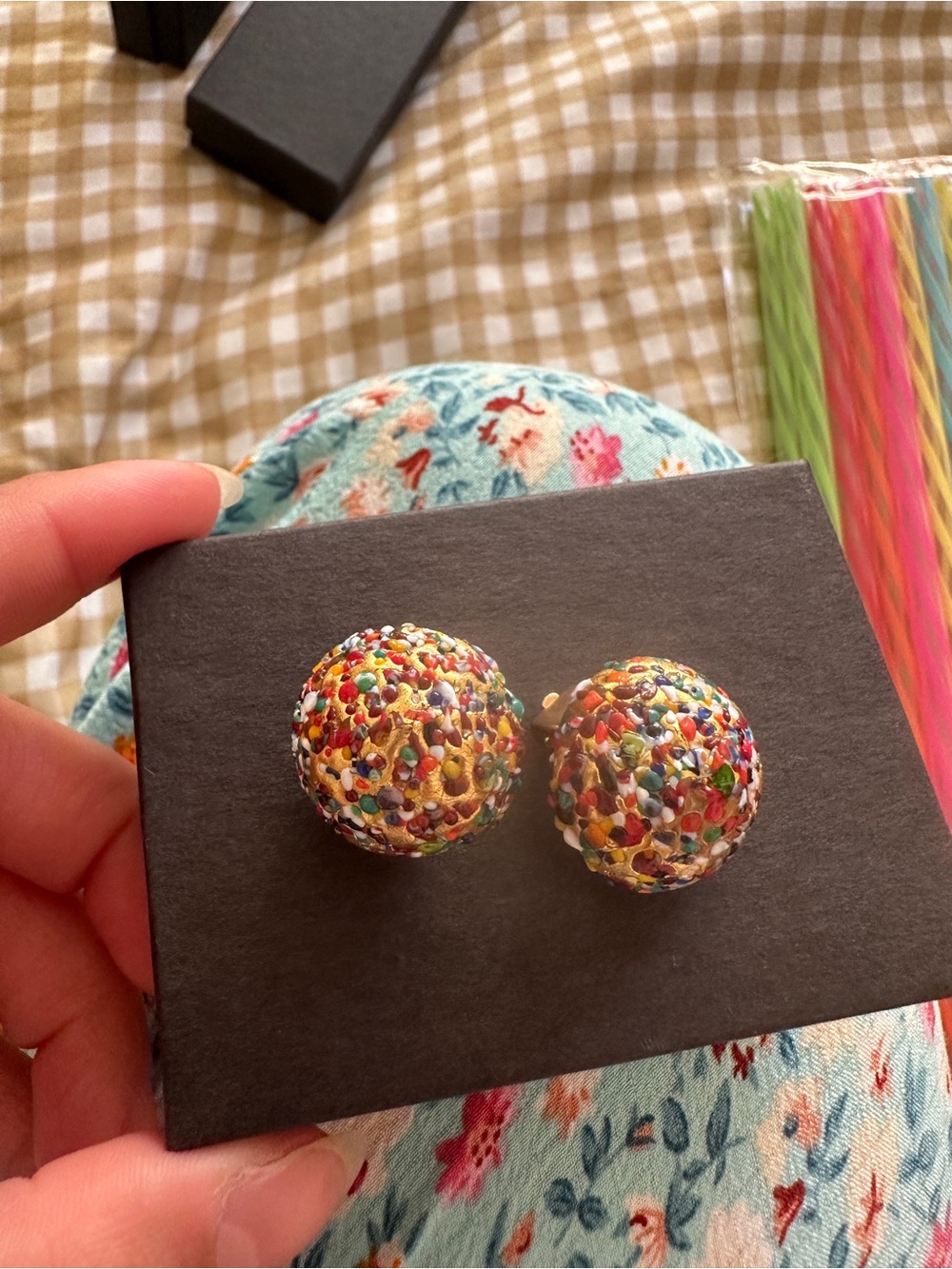 Kids Colorful Confetti Stud Earrings - Multicolor